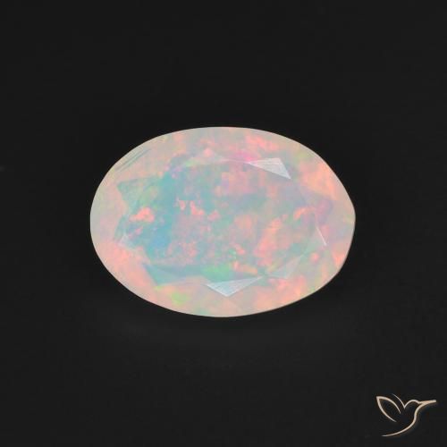 1.28ct 자연스러운 다색 오팔, 타원형, 투명한
