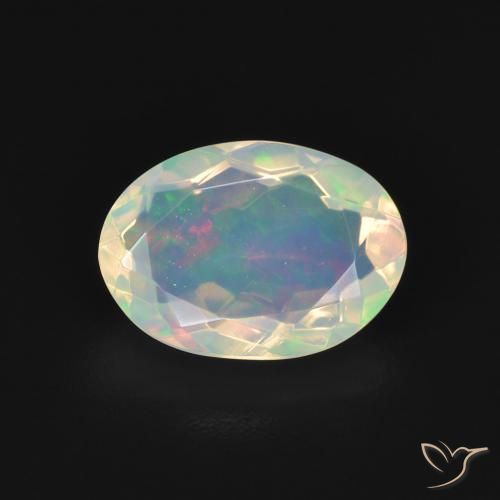 1.50ct 자연스러운 다색 오팔, 타원형, 투명한