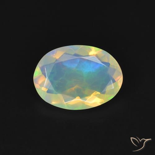 0.84ct 자연스러운 다색 오팔, 타원형, 투명한