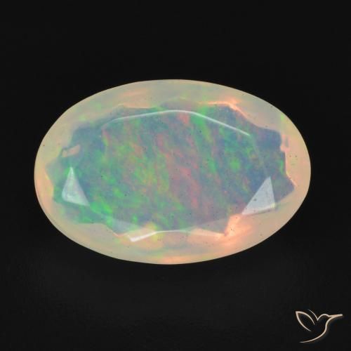 1.96ct 자연스러운 여러 가지 빛깔의 흰색 오팔, 타원형, 투명한