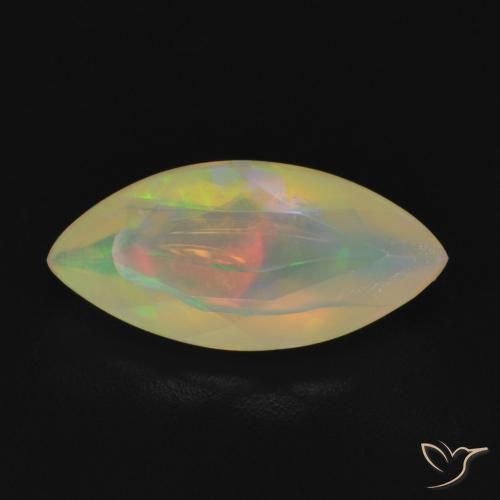 0.93ct 자연스러운 여러 가지 빛깔의 흰색 오팔, 보석, 투명한
