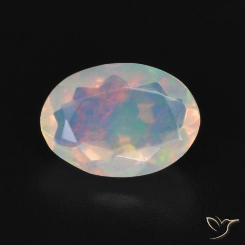 1.16ct 자연스러운 여러 가지 빛깔의 흰색 오팔, 타원형, 투명한