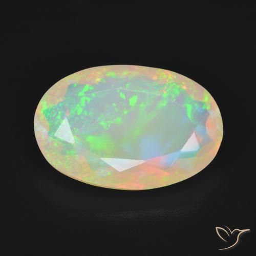 3.84ct 자연스러운 다색 오팔, 타원형, 투명한