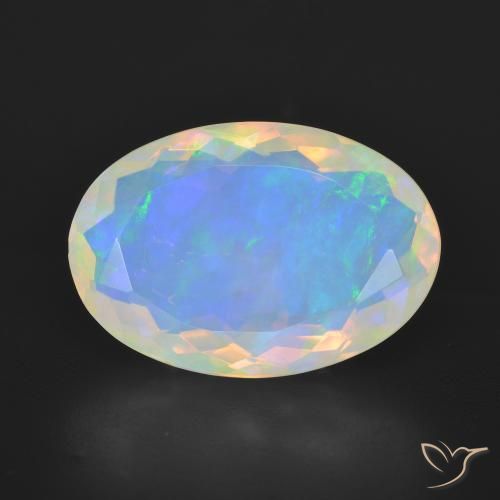 5.13ct 자연스러운 다색 오팔, 타원형, 투명한