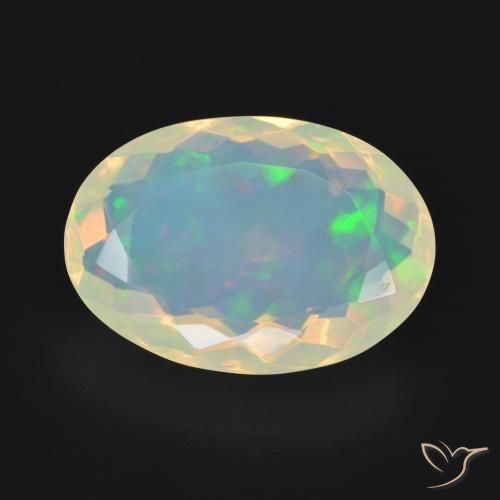 5.16ct 자연스러운 다색 오팔, 타원형, 투명한