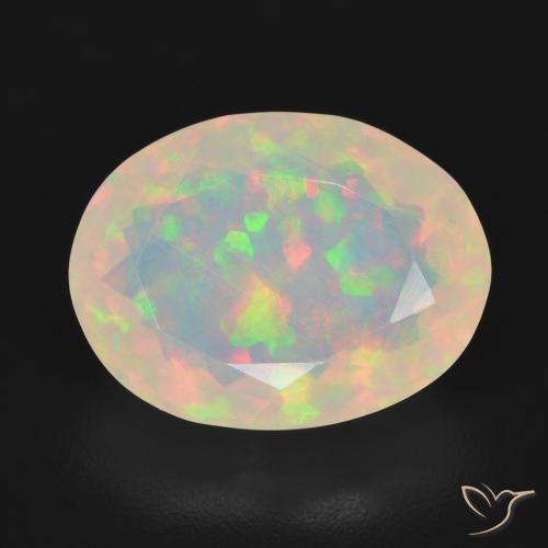 3.52ct 자연스러운 다색 오팔, 타원형, 투명한