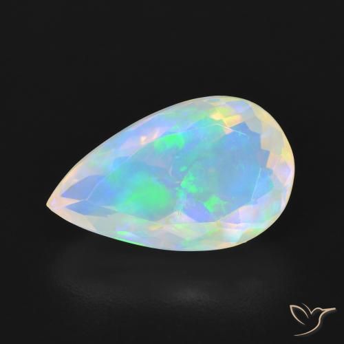 3.03ct 자연스러운 다색 오팔, 배 모양, 투명한