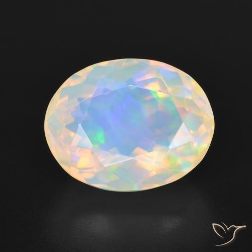 3.90ct 자연스러운 다색 오팔, 타원형, 투명한