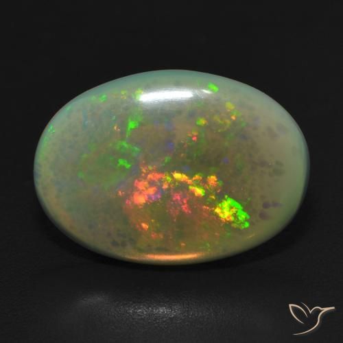 4.41ct 자연스러운 다색 오팔, 타원형, 투명한