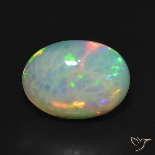 3.23ct 자연스러운 다색 오팔, 타원형, 투명한