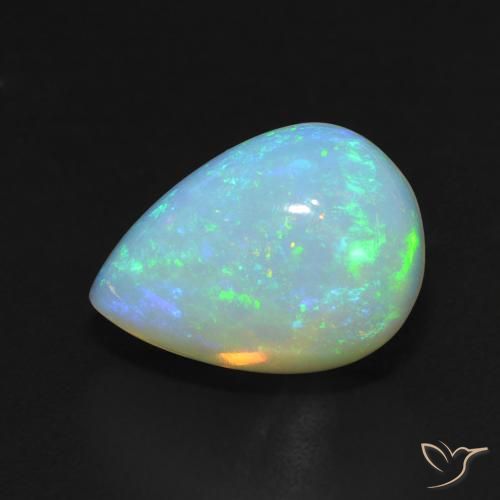 3.53ct 자연스러운 다색 오팔, 배 모양, 투명한