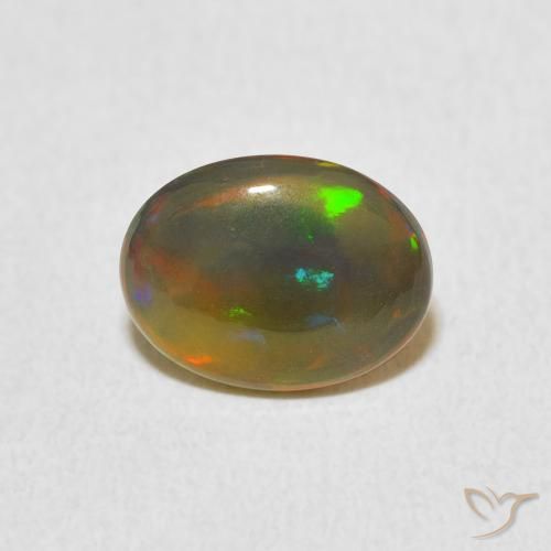 0.81ct 자연스러운 다색 오팔, 타원형, 불투명체