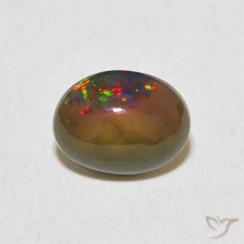1.11ct 자연스러운 다색 오팔, 타원형, 불투명체