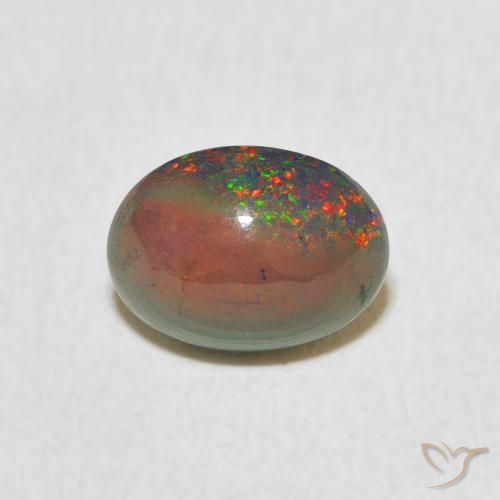 0.82ct 자연스러운 다색 오팔, 타원형, 불투명체