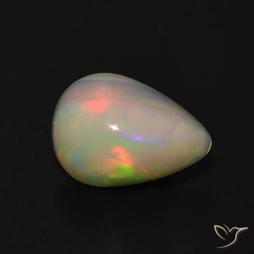 1.20ct 자연스러운 다색 오팔, 배 모양, 투명한