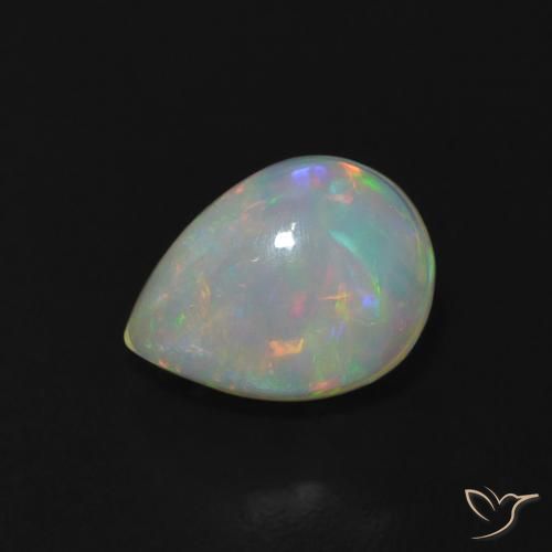 1.01ct 자연스러운 다색 오팔, 배 모양, 투명한