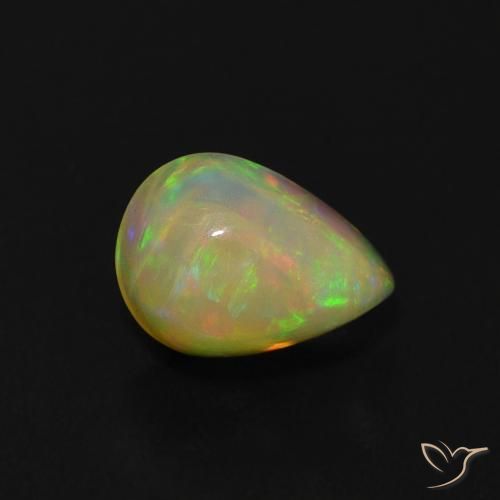 0.64ct 자연스러운 다색 오팔, 배 모양, 투명한