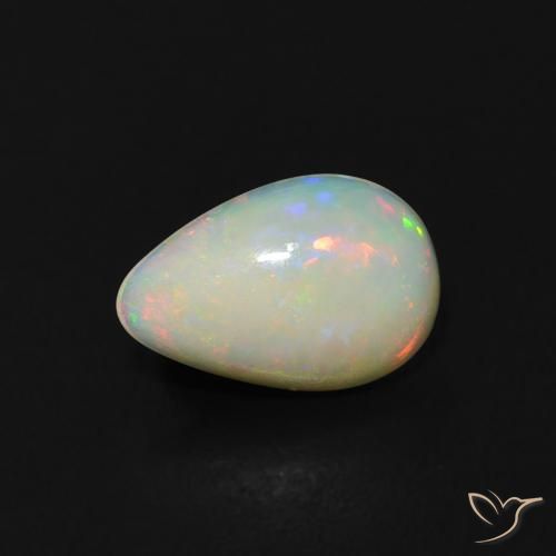 0.36ct 자연스러운 다색 오팔, 배 모양, 투명한