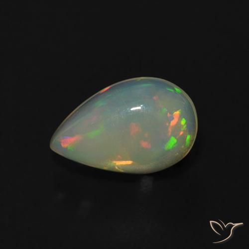 0.68ct 자연스러운 다색 오팔, 배 모양, 투명한