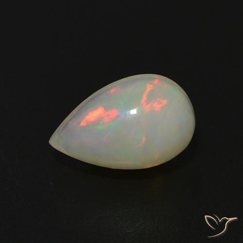 0.64ct 자연스러운 다색 오팔, 배 모양, 투명한