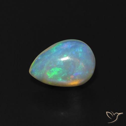 0.52ct 자연스러운 다색 오팔, 배 모양, 투명한