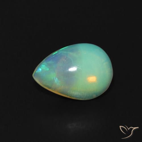 0.49ct 자연스러운 다색 오팔, 배 모양, 투명한