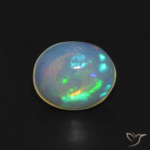 0.66ct 자연스러운 다색 오팔, 타원형, 투명한