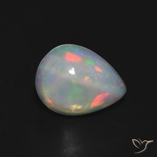 0.74ct 자연스러운 다색 오팔, 배 모양, 투명한