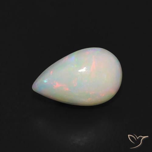 0.45ct 자연스러운 다색 오팔, 배 모양, 투명한