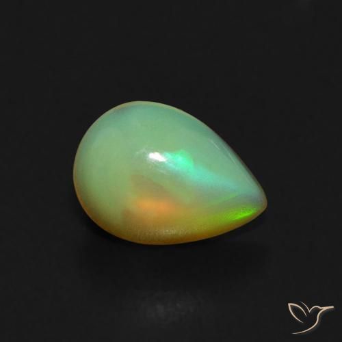 0.45ct 자연스러운 다색 오팔, 배 모양, 투명한