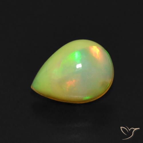 0.76ct 자연스러운 다색 오팔, 배 모양, 투명한