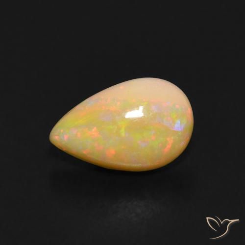 0.60ct 자연스러운 다색 오팔, 배 모양, 투명한