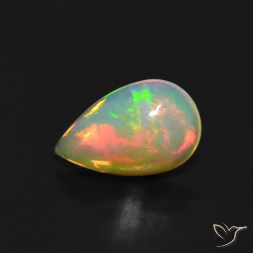 0.49ct 자연스러운 다색 오팔, 배 모양, 투명한