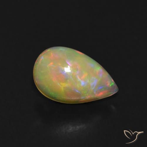 0.48ct 자연스러운 다색 오팔, 배 모양, 투명한