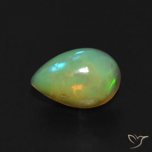 0.61ct 자연스러운 다색 오팔, 배 모양, 투명한