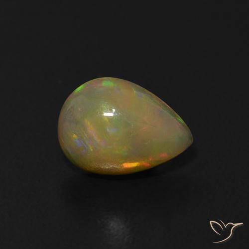 0.49ct 자연스러운 다색 오팔, 배 모양, 투명한