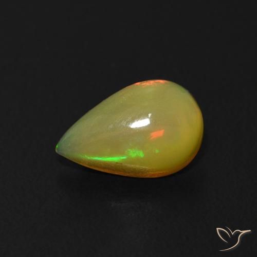 0.53ct 자연스러운 다색 오팔, 배 모양, 투명한