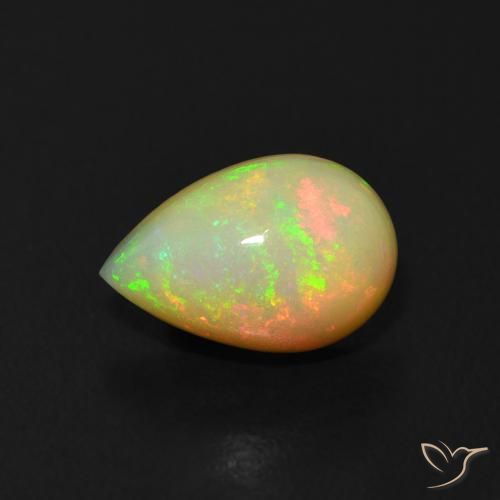 1.00ct 자연스러운 다색 오팔, 배 모양, 투명한