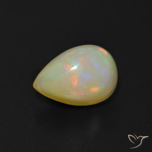 1.05ct 자연스러운 다색 오팔, 배 모양, 투명한