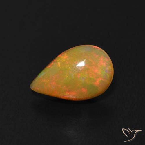 0.50ct 자연스러운 다색 오팔, 배 모양, 투명한