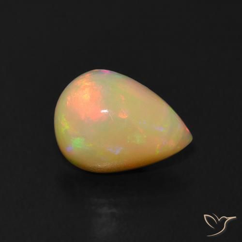 0.67ct 자연스러운 다색 오팔, 배 모양, 투명한