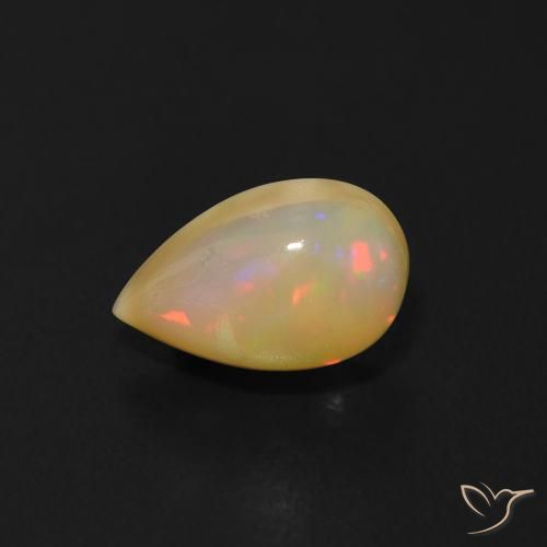 0.65ct 자연스러운 다색 오팔, 배 모양, 투명한