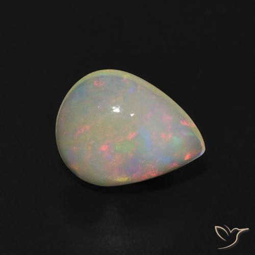 1.02ct 자연스러운 다색 오팔, 배 모양, 투명한