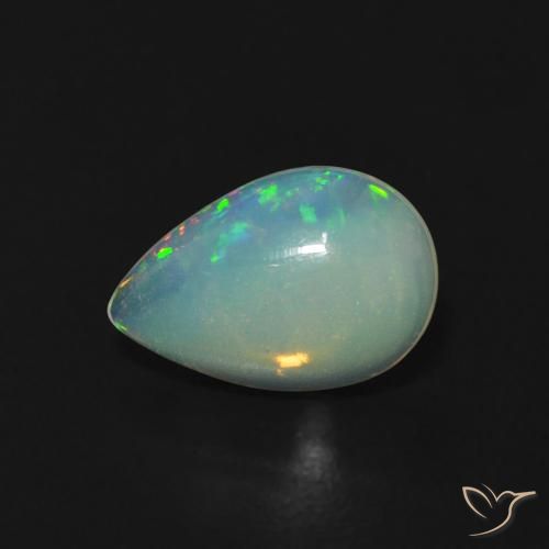 0.76ct 자연스러운 다색 오팔, 배 모양, 투명한