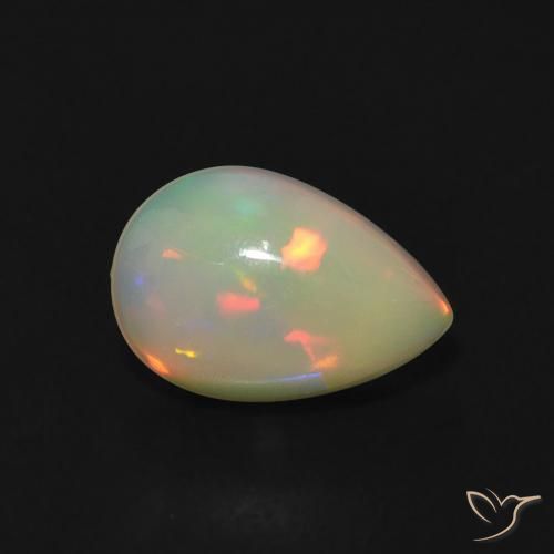0.81ct 자연스러운 다색 오팔, 배 모양, 투명한