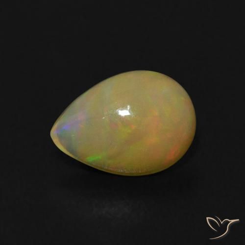 0.39ct 자연스러운 다색 오팔, 배 모양, 투명한