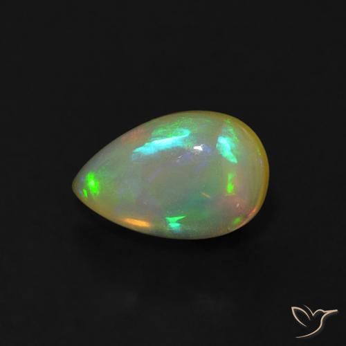 0.62ct 자연스러운 다색 오팔, 배 모양, 투명한