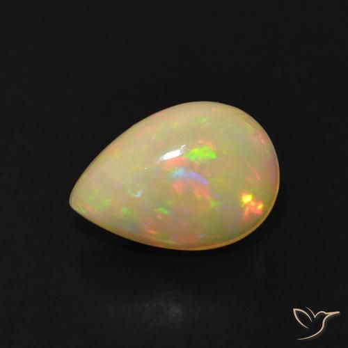 1.38ct 자연스러운 다색 오팔, 배 모양, 투명한