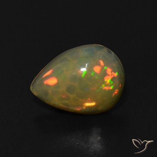 0.62ct 자연스러운 다색 오팔, 배 모양, 투명한
