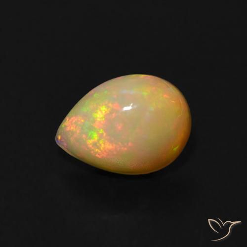 0.58ct 자연스러운 다색 오팔, 배 모양, 투명한
